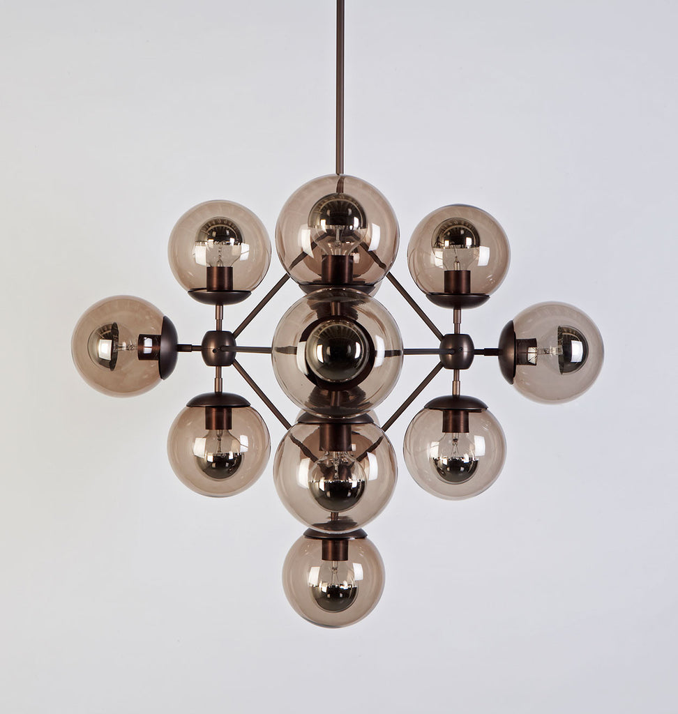 Chandelier - Diamond, 13 Globes (Bronze/Smoke)