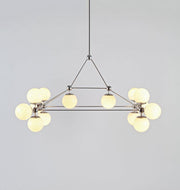 Chandelier - Rectangle, 14 Globes (Polished nickel/Cream)