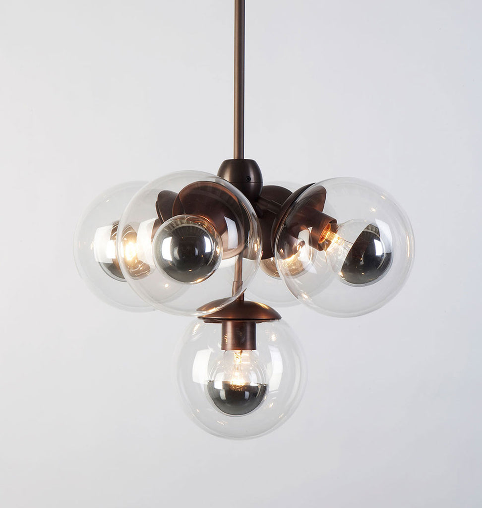 Pendant - 5 Globes (Bronze/Clear)