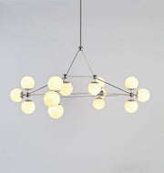 Chandelier - Rectangle, 14 Globes (Polished nickel/Cream)