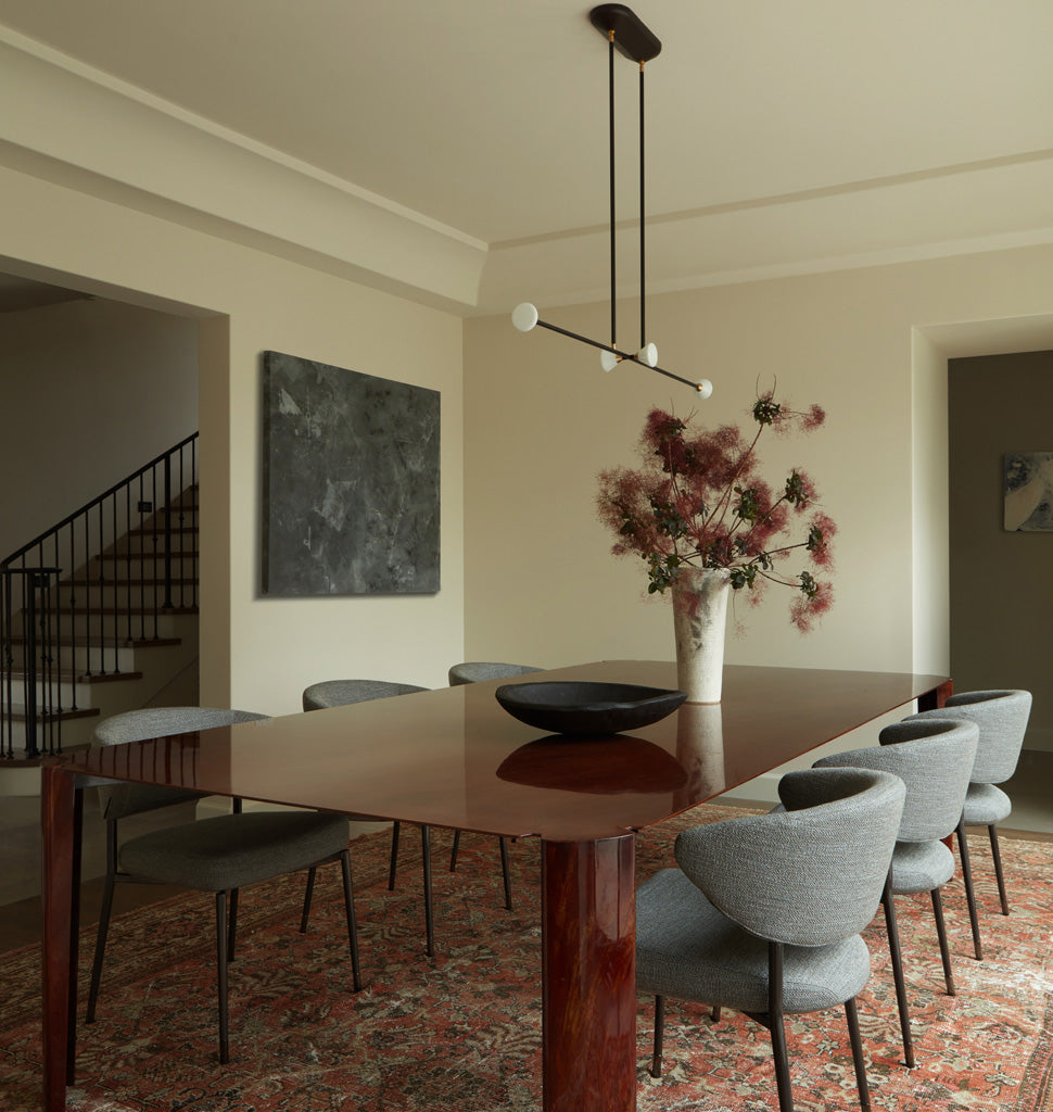 Chandelier - 4 Lights (Matte black/Brushed brass) — Westwood, California. Interior by STUDIO LIFE/STYLE. Image by Stephen Busken