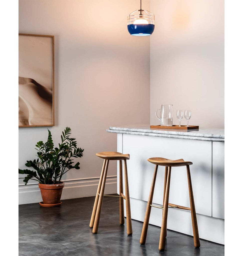 Taper Bar Stool (White oak) — Roll & Hill Showroom, New York City. Image by Max Burkhalter