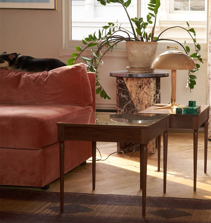 The Cain Side Table (Black Walnut/Brass) — Jenna Lyons Residence, New York City. Image by Sean Pressley