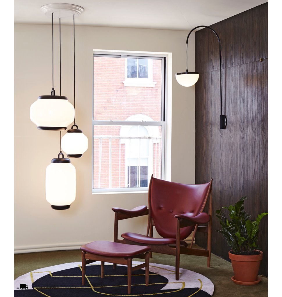 Pendant 01, 02, 03, Custom Configuration (Black/White) — Roll & Hill Showroom, New York City. Image by Joseph De Leo