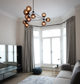 Chandelier   3 Sided, 10 Globes (Black/Smoke) — Fernshaw Road, London. Interior by Veronique Bellet Zorzi. Image by LABarchitects
