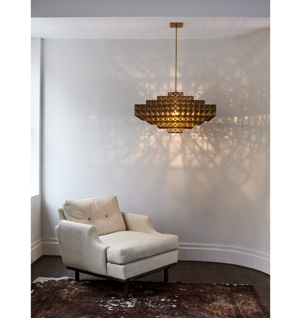 Pendant - 4059 (Raw brass) — Roll & Hill Showroom, New York City. Image by Joseph De Leo