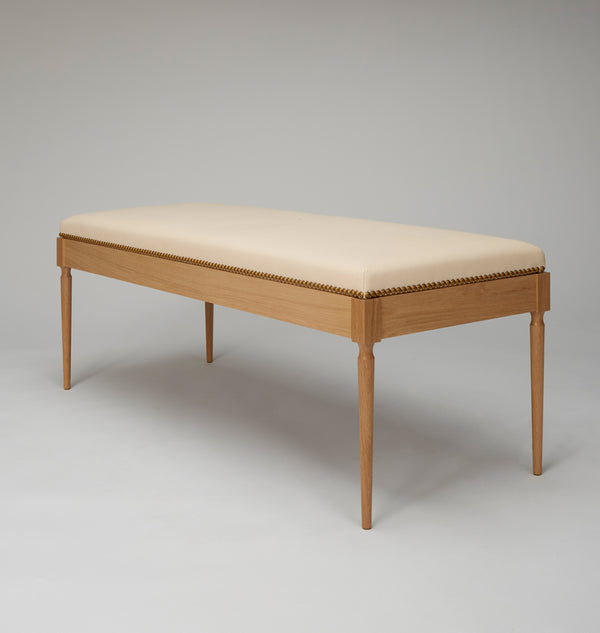 The Judy Bench (White Oak/Vachetta Leather)